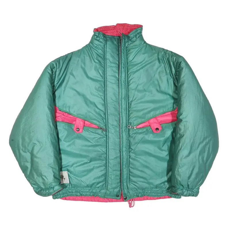 100 Ski Mens Green & Pink Ski Jacket Xl Polyester Blend Zip Plain Warm Layering 1