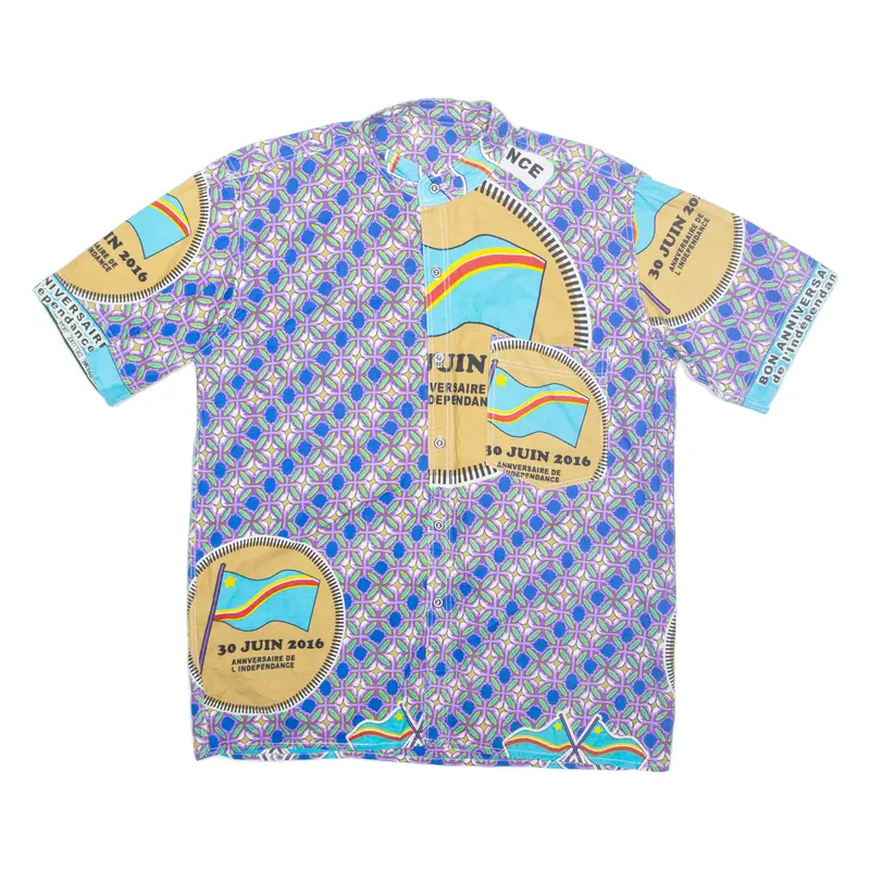 30 Juin 2016 Anniversaire De L Independance Mens Shirt Purple Crazy Pattern M 1
