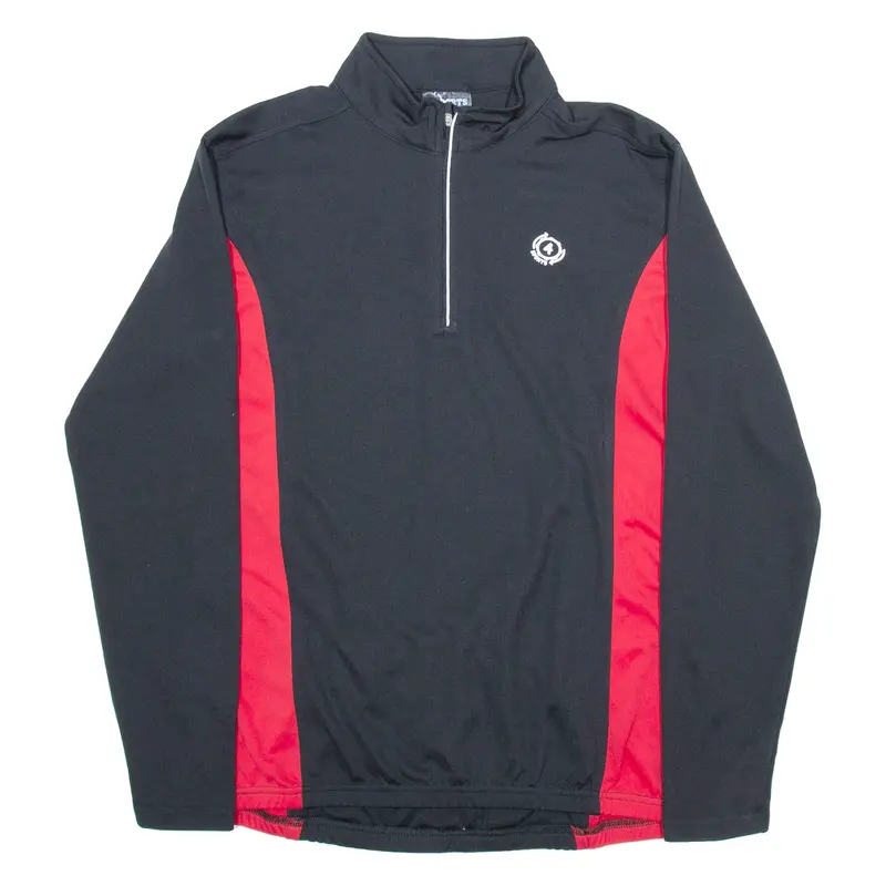 4 Sports Cycling Mens Jersey Black Long Sleeve 1/4 Zip L 1