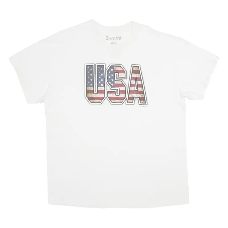 5 Star Usa Mens T-Shirt White Xl 1