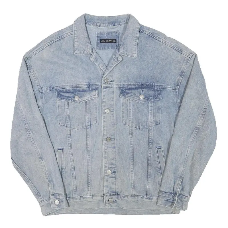 66 Girls Womens Blue Denim Jacket L Cotton Blend Button Front Classic Casual 1
