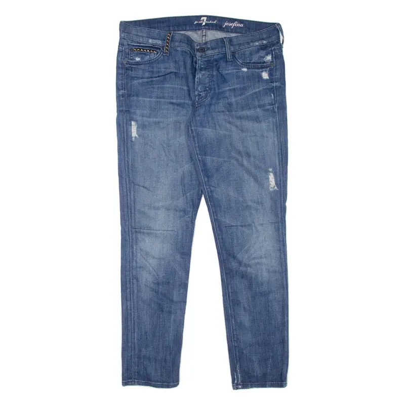 7 For All Mankind Josefina Distressed Womens Jeans Blue Slim Skinny W31 L28 1