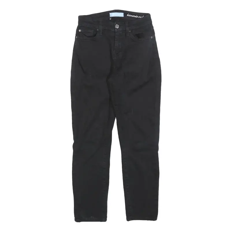 7 For All Mankind Womens Black Slim Skinny Cotton Blend Trousers W24 L26 Zip 1
