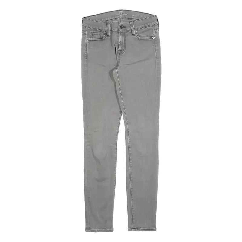 7 For All Mankind Womens Jeans Grey Slim Skinny Denim Medium W25 L28 Stylish Zip 1