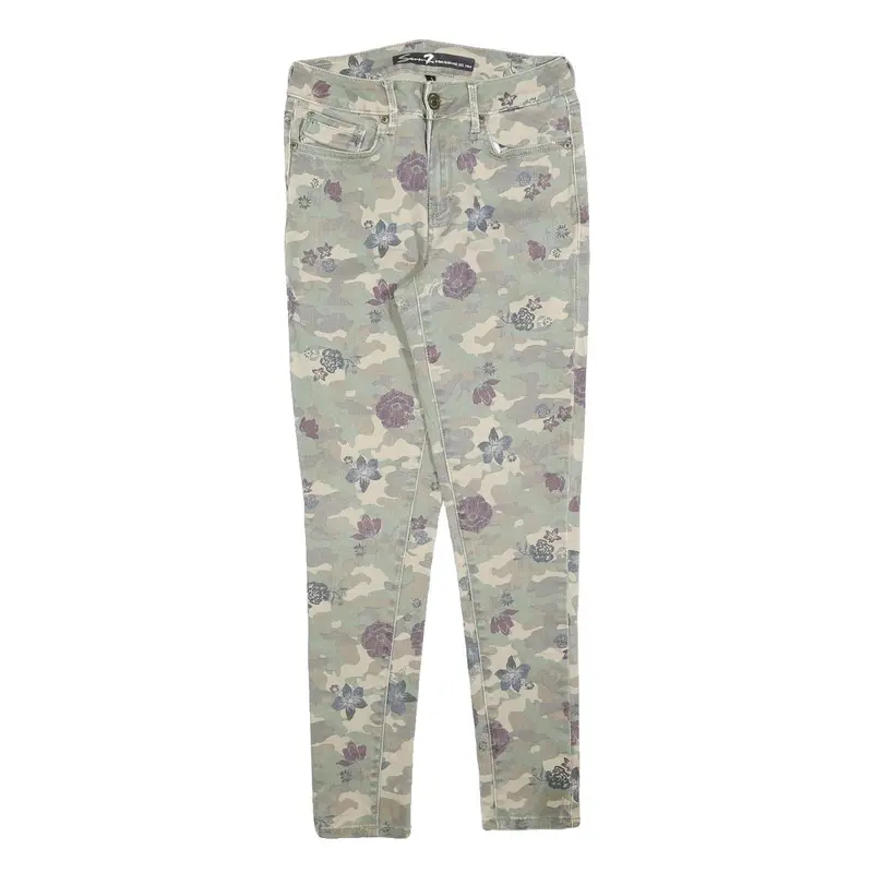 7 For All Mankind Womens Slim Floral Camouflage Print Denim Jeans W26 L28 1