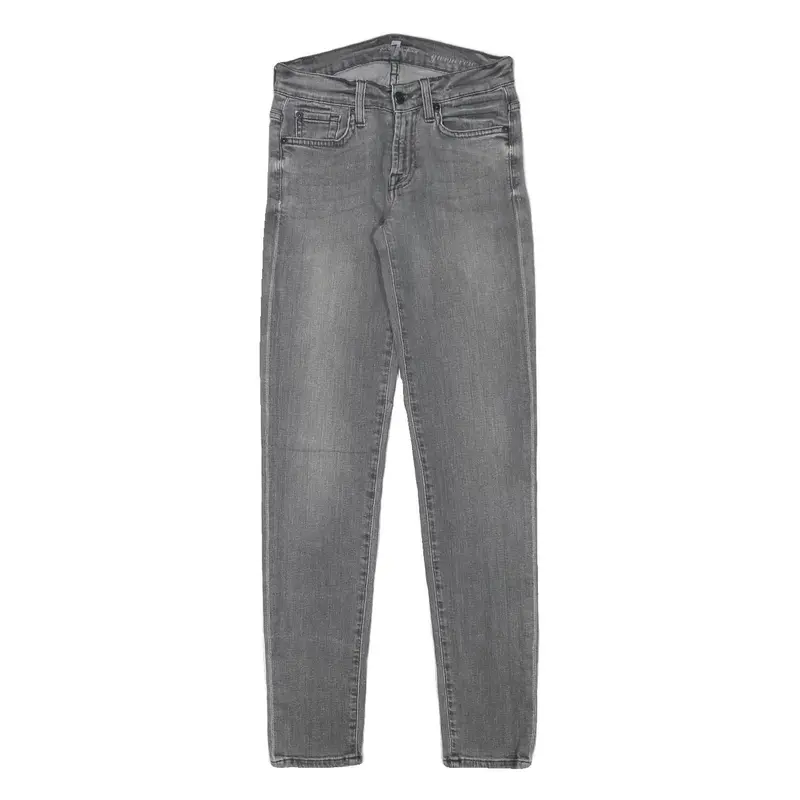 7 For All Mankind Womens Slim Grey Denim Cotton Blend Zip Jeans W24 L28 1