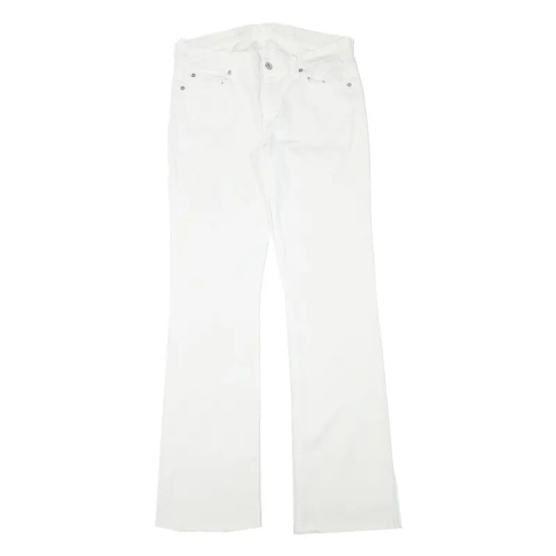 7 For All Mankind Womens White Cotton Blend Regular Fit Straight Leg Trousers 1