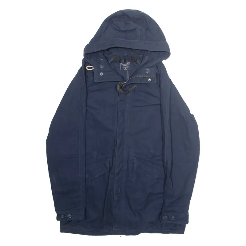 Abercrombie & Fitch Mens Rain Coat Blue Hooded M 1