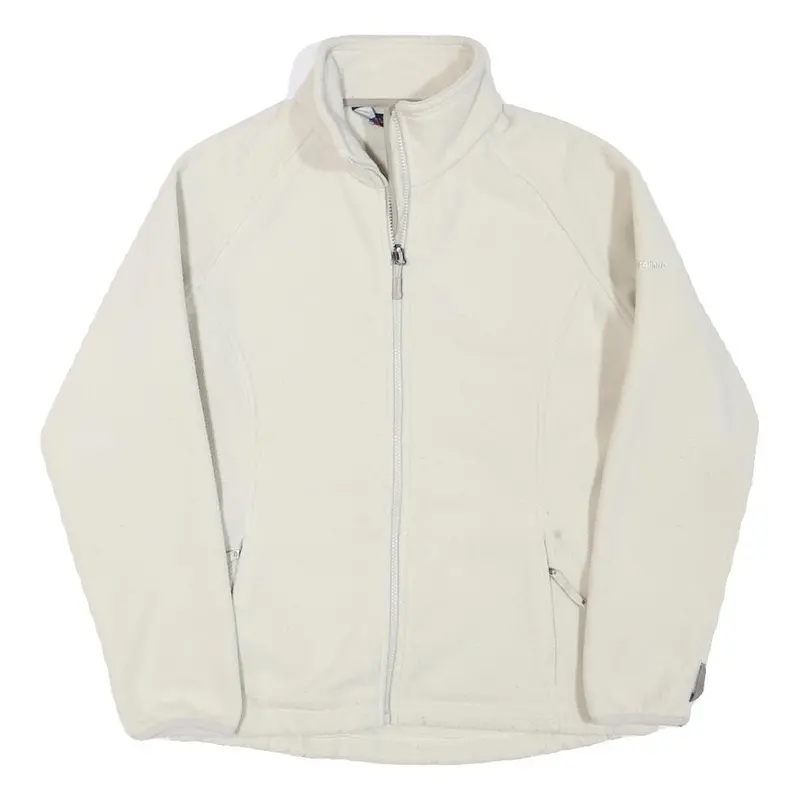 Abercrombie & Fitch Womens White Zip Fleece Jacket L Polyester Blend Casual Warm 1