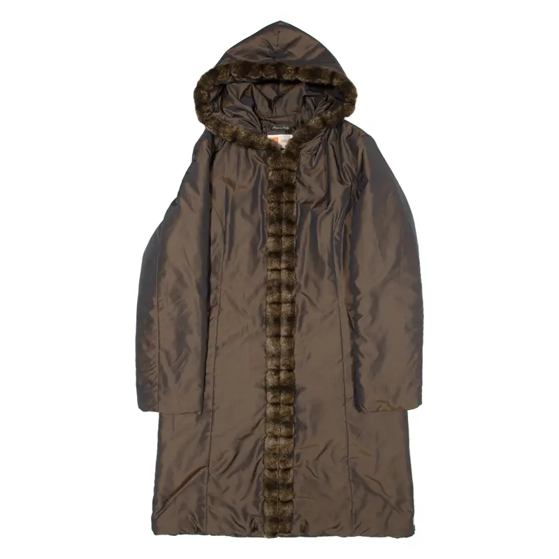 Abitale Donna Womens Parka Jacket Brown Hooded S 1