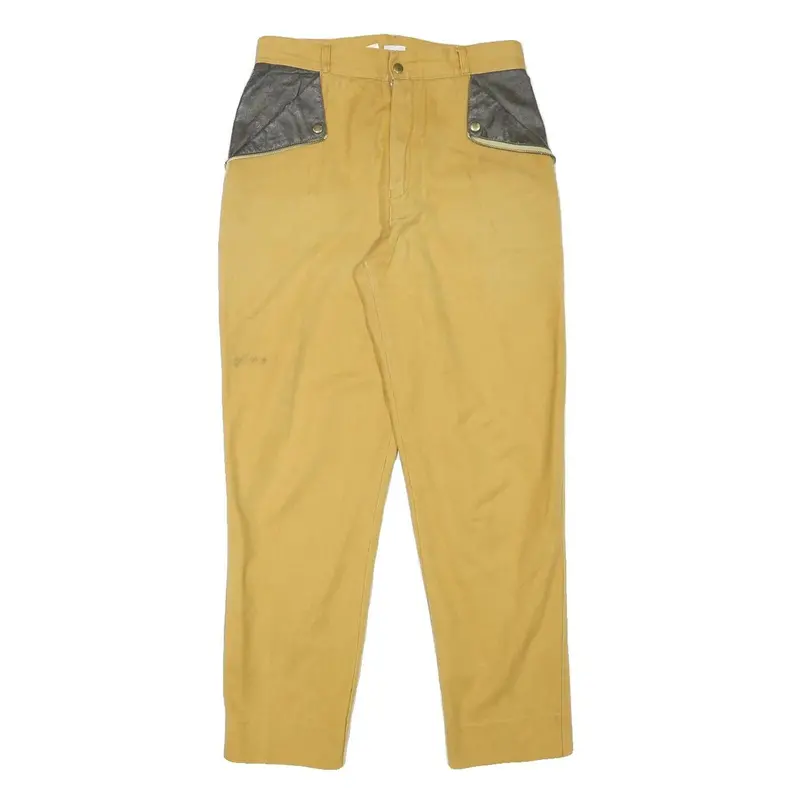 Ackermann Mens Cotton Blend Yellow Relaxed Straight Trousers W26 L27 Zip Casual 1