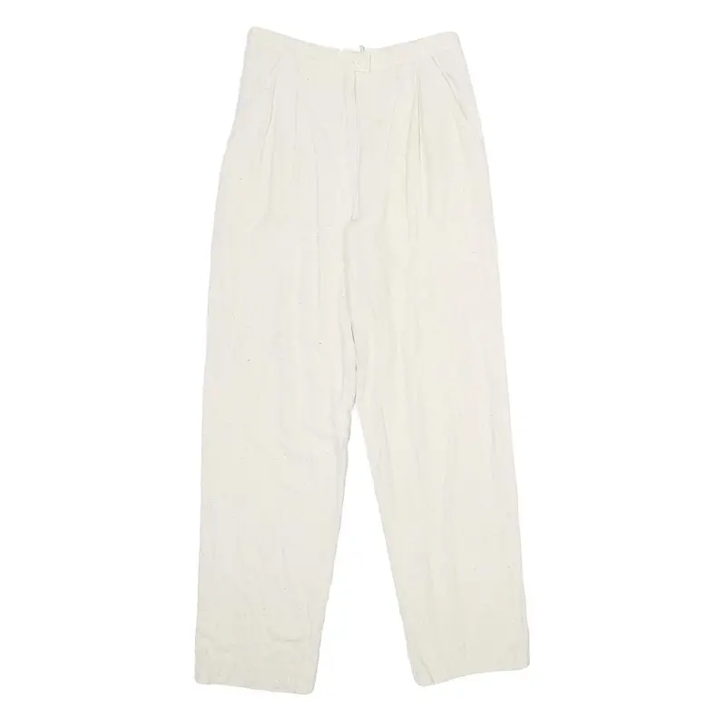 Ackermann Womens Classic White Linen Trousers W26 L32 Zip Closure Relaxed Fit 1