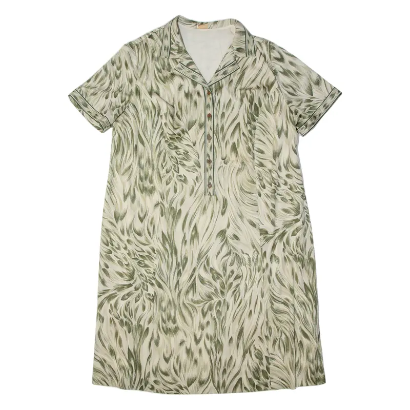 Ackermann Womens Shirt Dress Green 90S Crazy Pattern Midi Xl 1