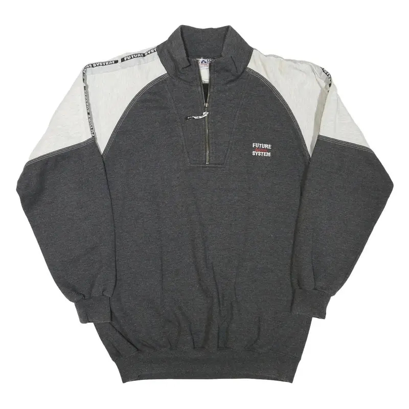 Active Mens Grey & White Future System 1/4 Zip Xl Cotton Blend Sweatshirt 1