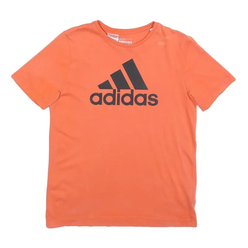 Adidas Boys Orange Logo Graphic T-Shirt 13-14Y Short Sleeve Crew Neck Casual 1