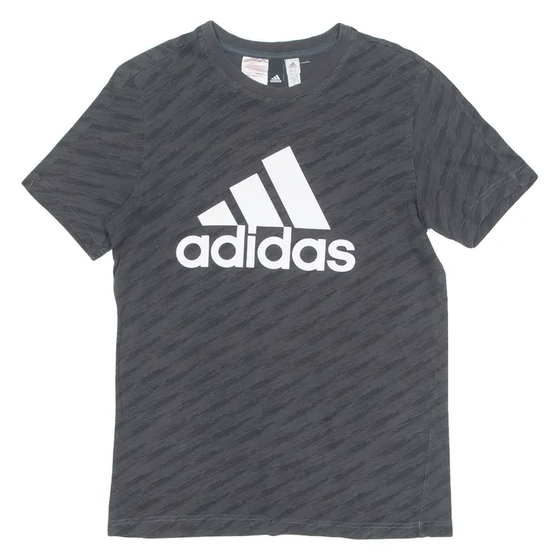 Adidas Boys T-Shirt Grey Crew Neck L 1