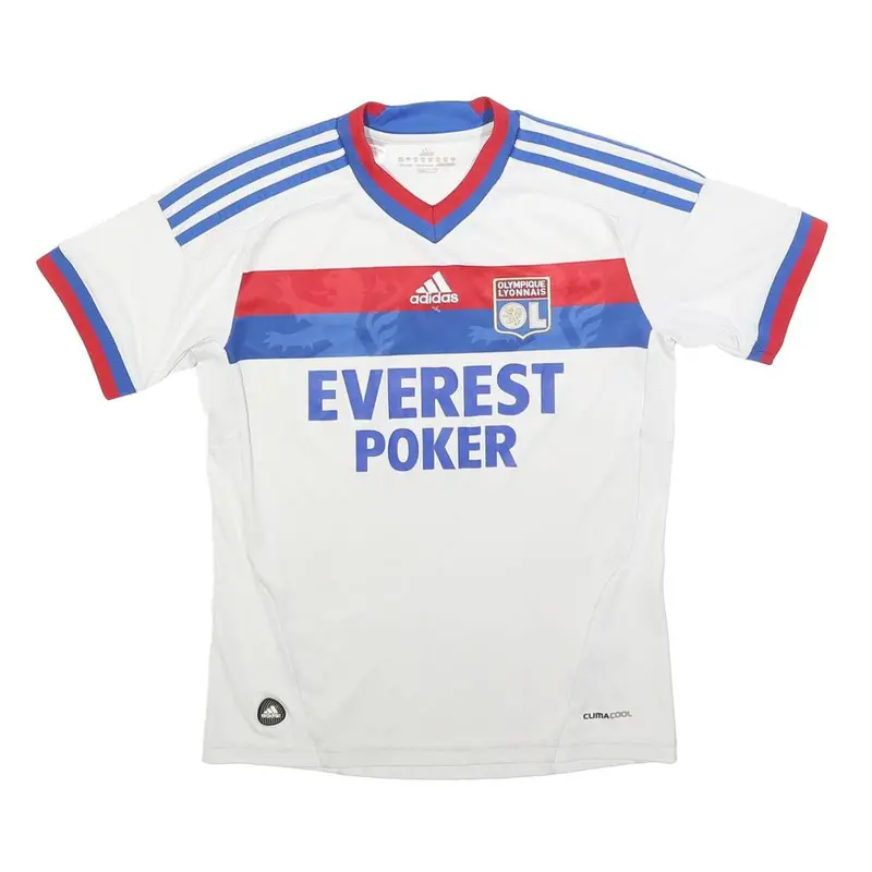 Adidas Boys White Blue Red Olympique Lyonnais Football Shirt 11-12Y Short Sleeve 1