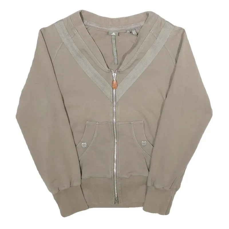 Adidas By Stella Mccartney Womens Beige Cotton Blend Zip Jacket Uk 8 Plain 1