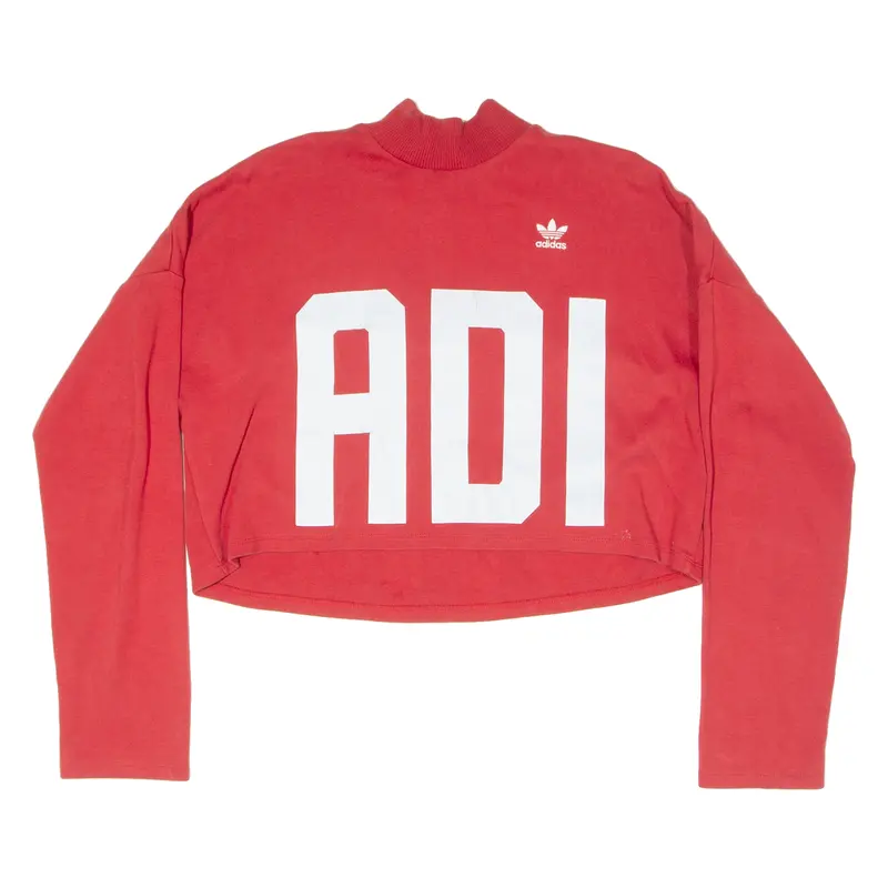 Adidas Cropped Womens Sweatshirt Red High Neck Uk 8 1