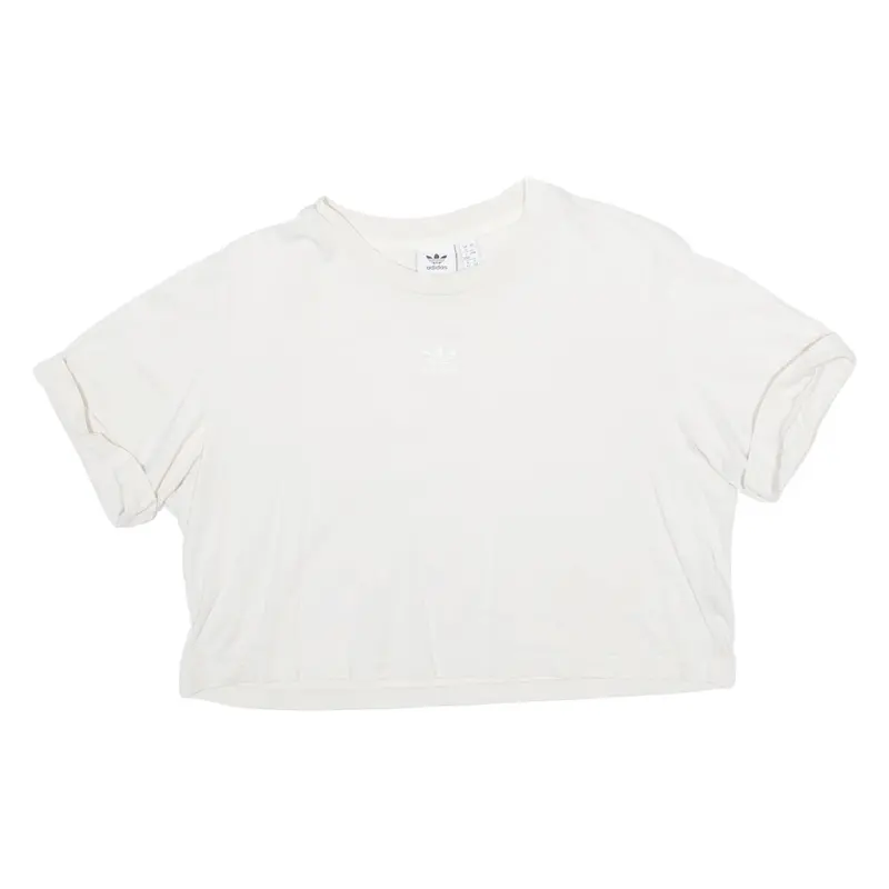 Adidas Cropped Womens T-Shirt Cream Uk 16 1