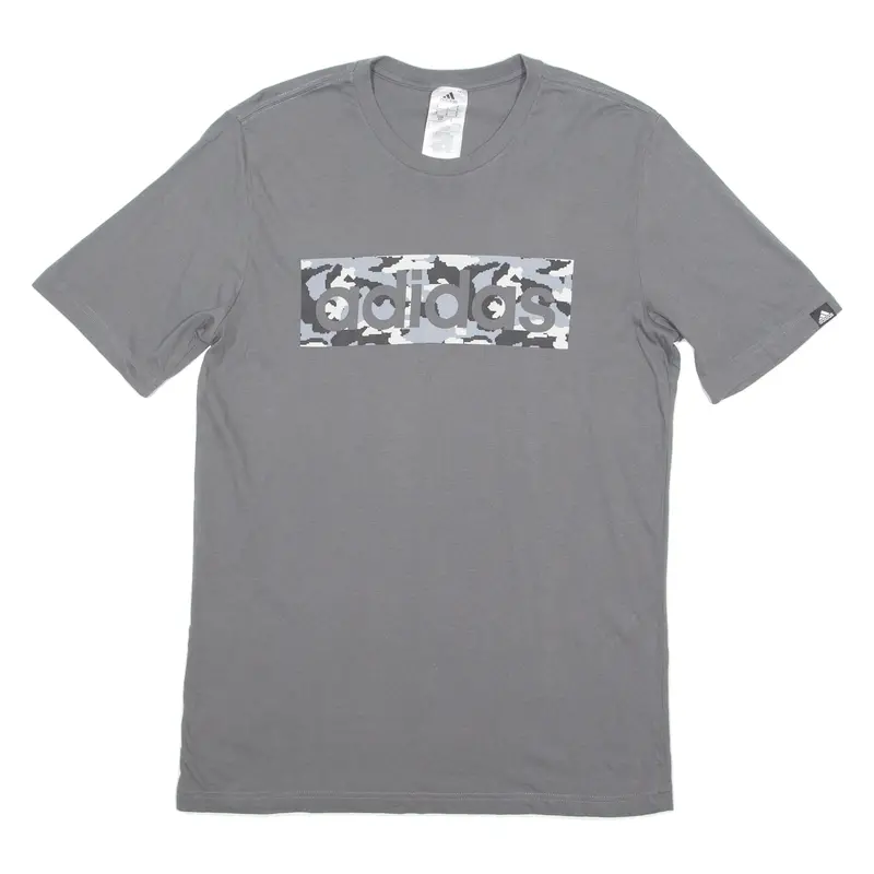 Adidas Digital Camo Mens T-Shirt Grey Crew Neck S 1