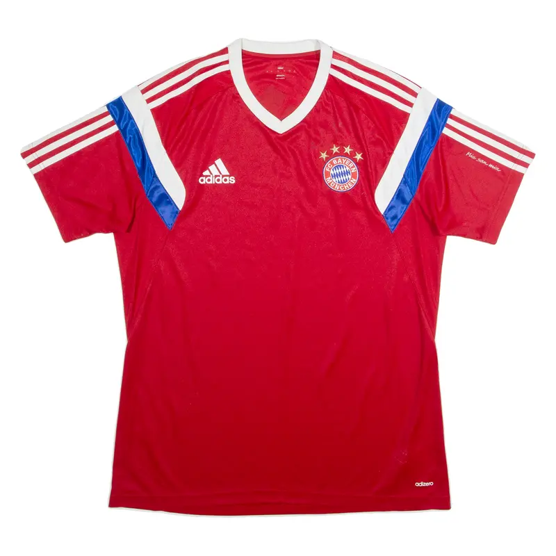 Adidas Fc Bayern Munich Mens Football Shirt Jersey Red V-Neck L 1
