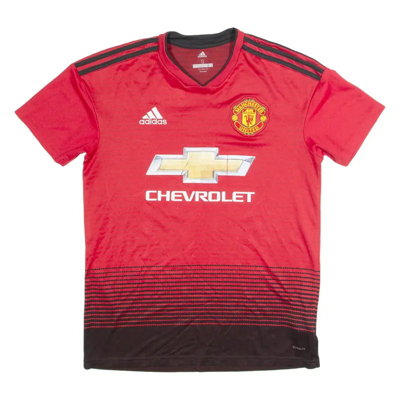 Adidas Manchester United Mens Football Shirt Jersey Red V-Neck S 1