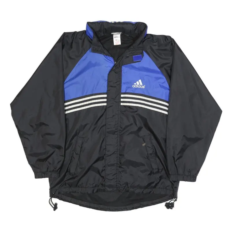 Adidas Mens Black & Blue Track Jacket L Synthetic Plain Zip Closure Sportswear 1