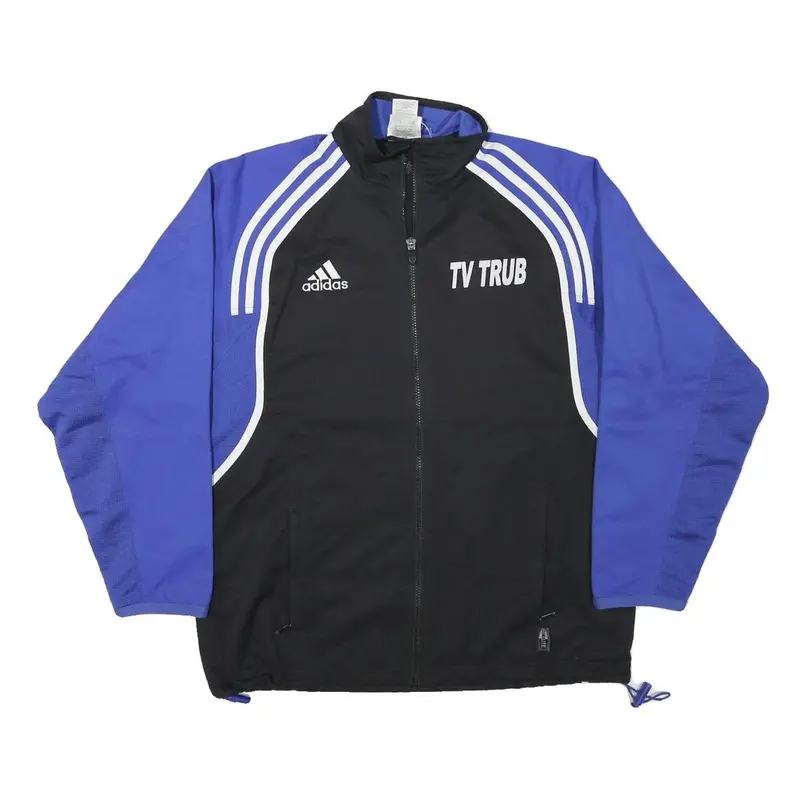 Adidas Mens Black & Blue Tv Trub Sports Zip Jacket L Polyester Blend Track Top 1