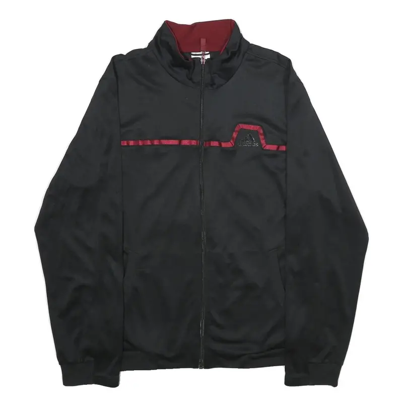 Adidas Mens Black & Burgundy Track Jacket M Polyester Zip Sportswear 1
