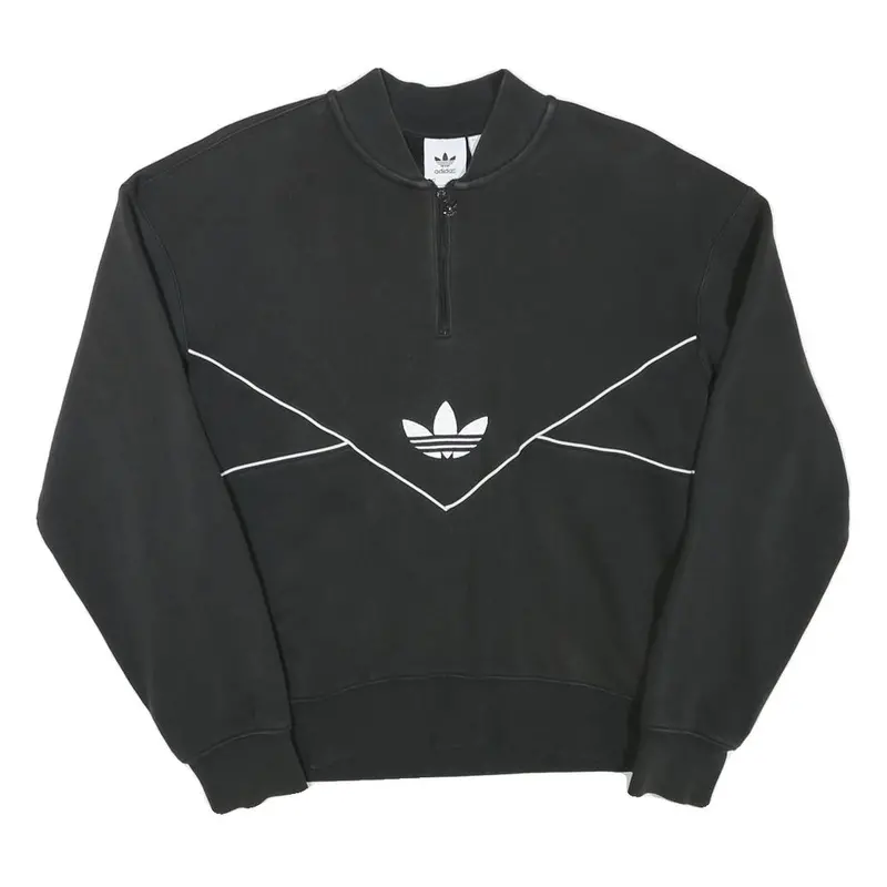 Adidas Mens Black Cotton Blend Crew Neck Xs Logo Sweatshirt Retro Style 1