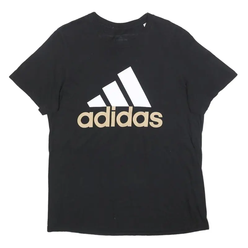 Adidas Mens Black Cotton Blend Logo Graphic T-Shirt L Crew Neck Short Sleeve 1