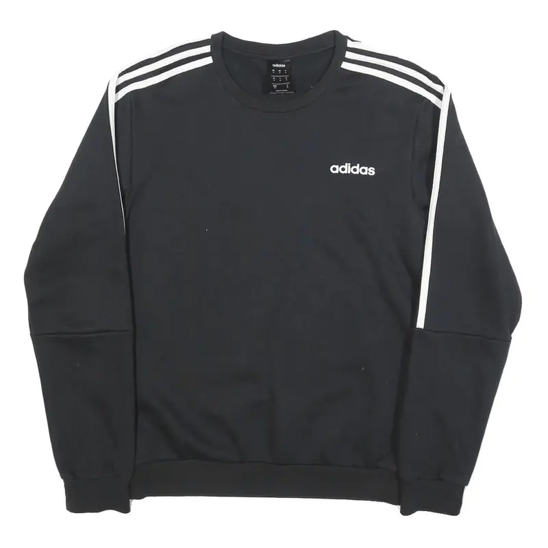 Adidas Mens Black Crew Neck Sweatshirt S Cotton Blend Sportswear Top 1
