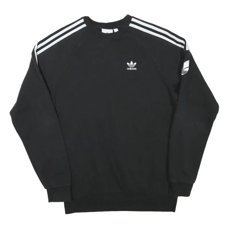 Adidas Mens Black Crew Neck Xs Cotton Blend Sweatshirt Three Stripes Logo 1