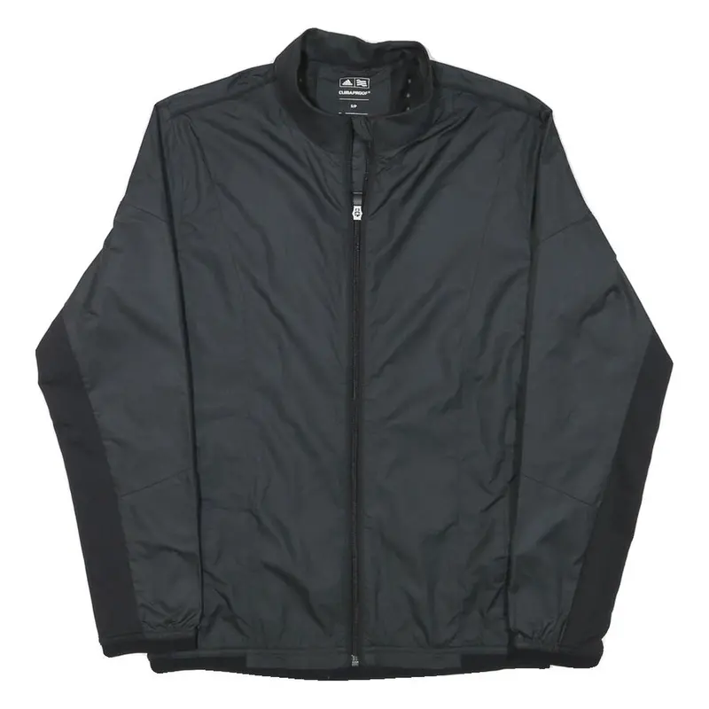 Adidas Mens Black & Dark Grey Climaproof Zip Jacket S Polyester Blend Plain 1