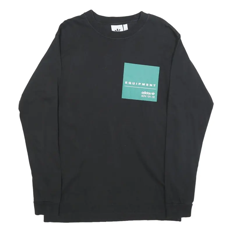 Adidas Mens Black Eqt Long Sleeve Crew Neck Graphic T-Shirt M 1
