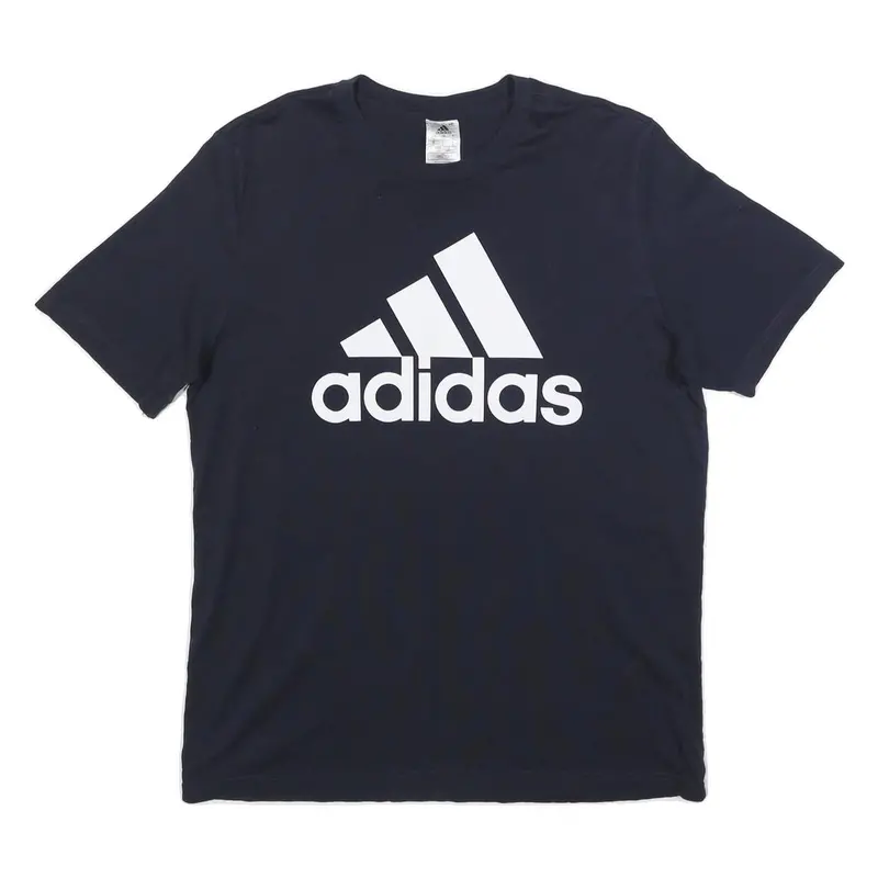 Adidas Mens Black Graphic T-Shirt L Short Sleeve Crew Neck Cotton Logo 1