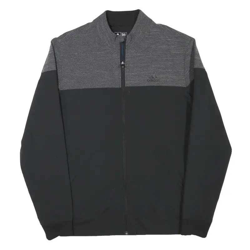 Adidas Mens Black & Grey Sports Zip Jacket S Polyester Blend Plain Stylish 1