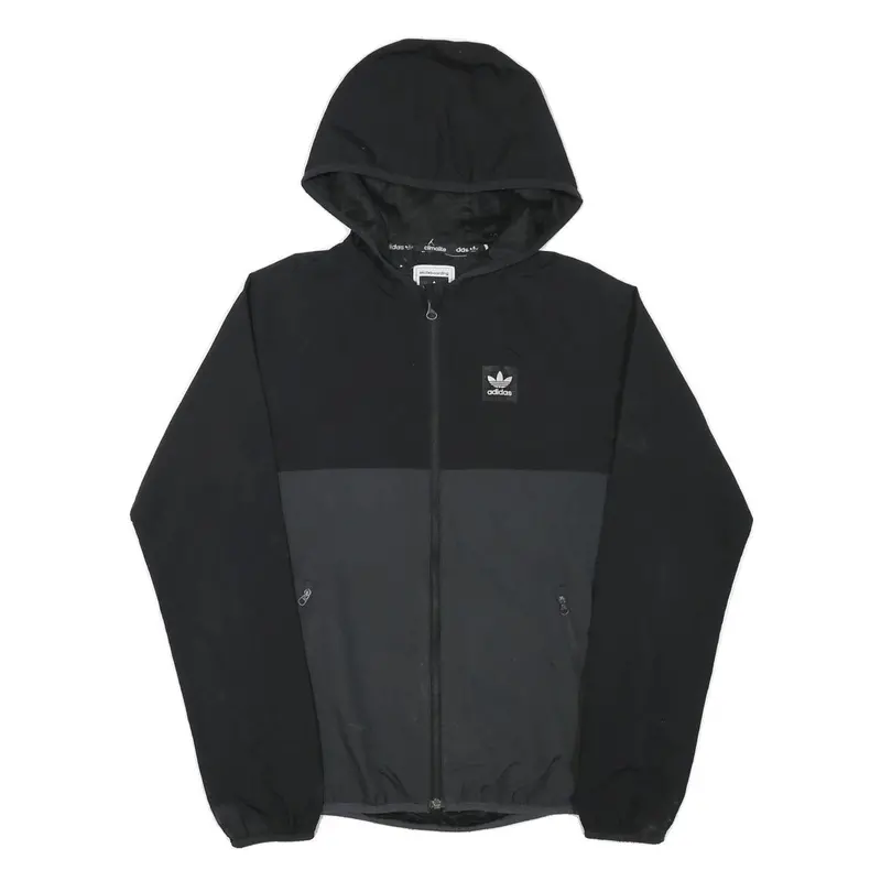 Adidas Mens Black & Grey Zip Jacket Xs Polyester Blend Plain Hooded 1