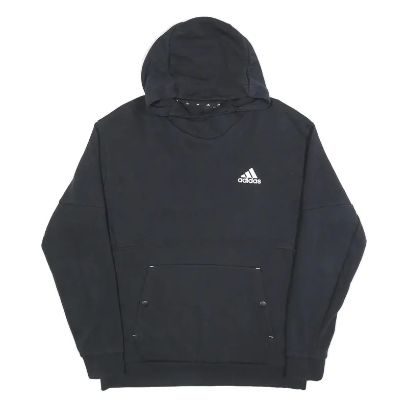 Adidas Mens Black Hoodie M Cotton Pullover Sports Casual Sweatshirt 1
