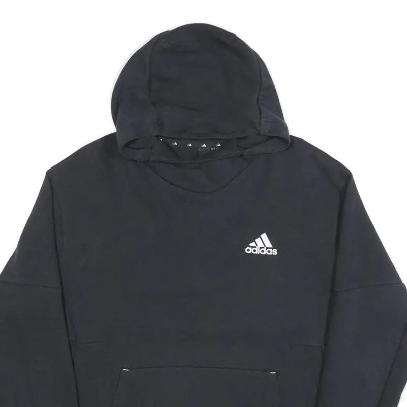Adidas Mens Black Hoodie M Cotton Pullover Sports Casual Sweatshirt 2