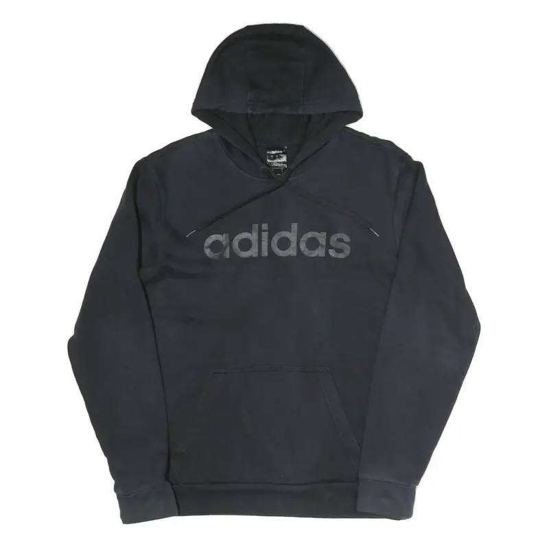 Adidas Mens Black Hoodie S Cotton Blend Pullover Casual Sportswear 1