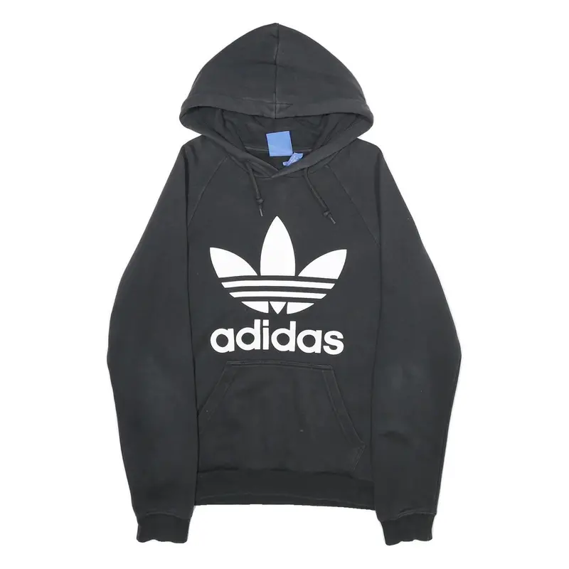Adidas Mens Black Hoodie S Cotton Blend Pullover Spellout Logo Sweatshirt 1