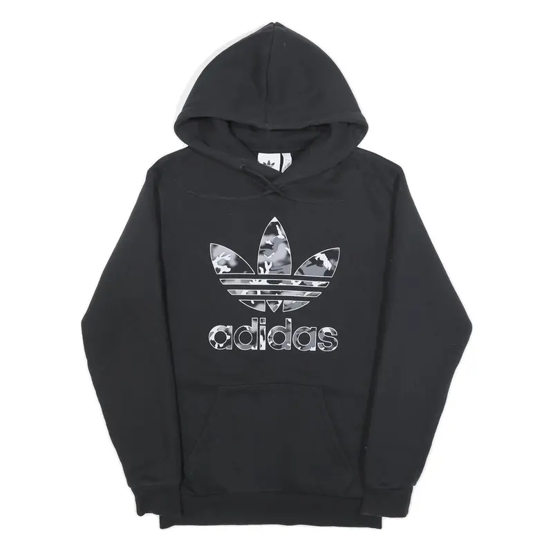 Adidas Mens Black Hoodie S Trefoil Logo Cotton Pullover Casual Sweatshirt 1