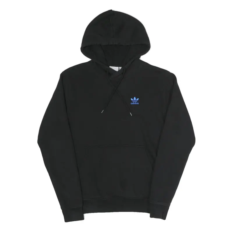 Adidas Mens Black Hoodie Xs Blue Trefoil Logo Pullover Cotton Blend 1