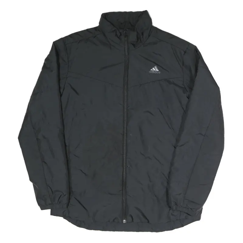 Adidas Mens Black Jacket L Polyester Blend Zip Plain Sportswear Casual Outerwear 1