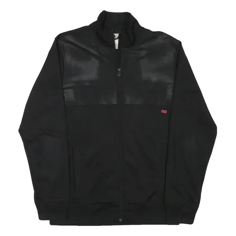 Adidas Mens Black Jacket M Polyester Blend Zip Plain Sportswear Activewear 1