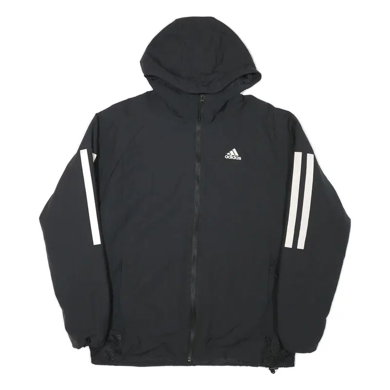 Adidas Mens Black Jacket S Polyester Blend Plain Zip Hooded Sports Casual 1