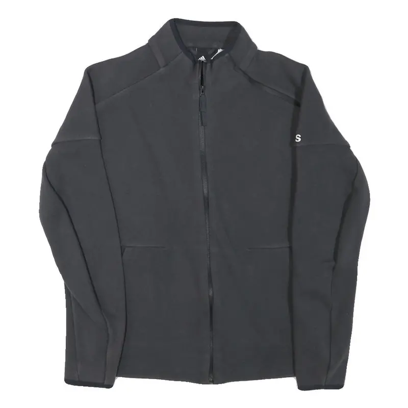 Adidas Mens Black Jacket S Polyester Blend Zip Plain Sportswear Lightweight 1