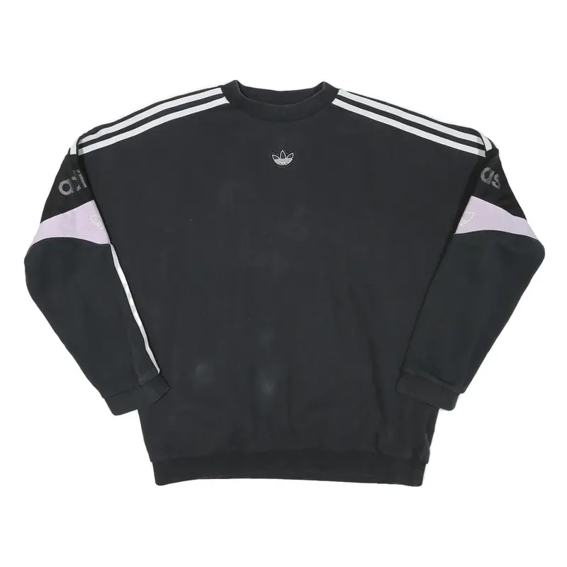 Adidas Mens Black & Purple Crew Neck S Cotton Blend Pullover Sweatshirt 1
